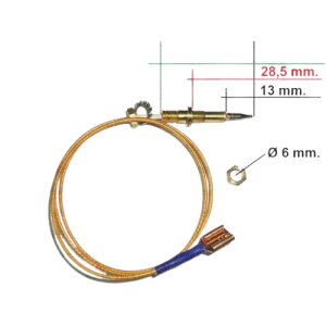 Termocoppia con filettatura inversa cm 60 e testa mm 42