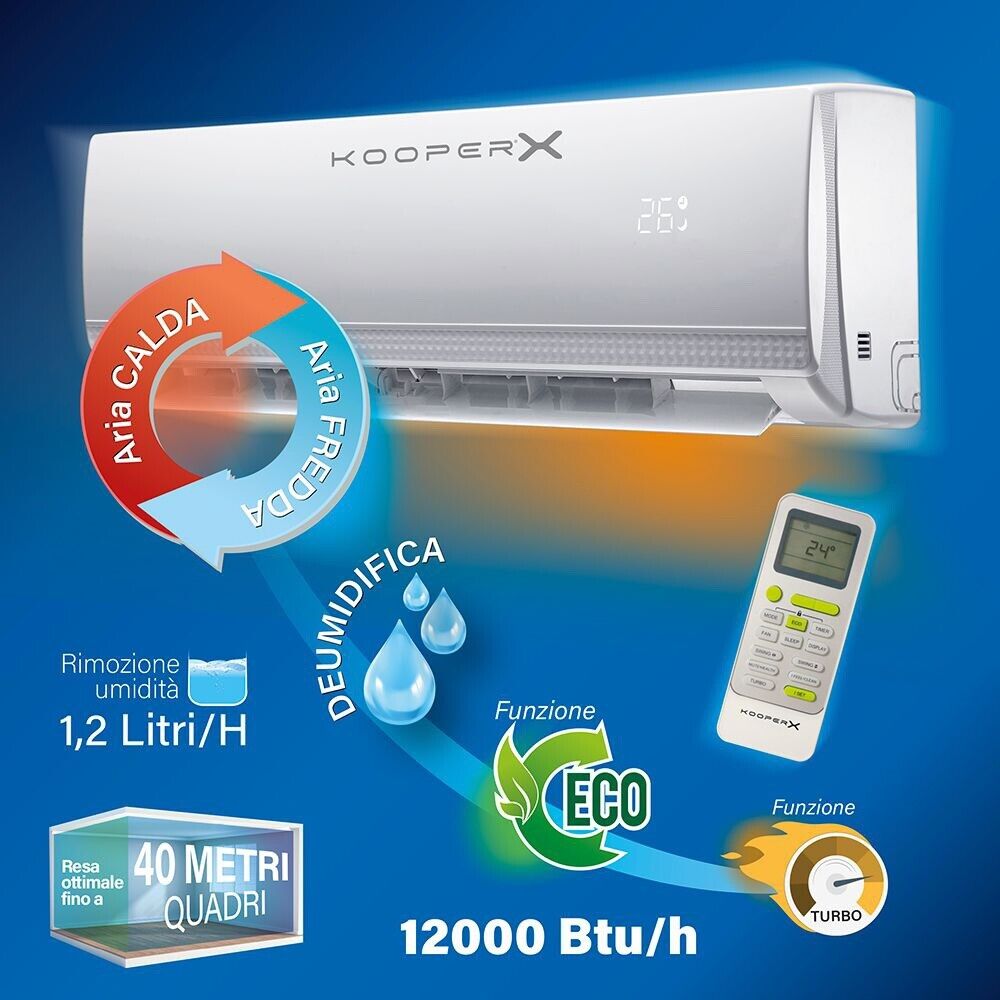 KOOPER Climatizzatore Condizionatore 12000 btu Inverter Smart Easy R32 A++